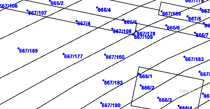 Parcela st. 667/160 v KÚ Horákov, Katastrální mapa