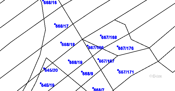 Parcela st. 667/166 v KÚ Horákov, Katastrální mapa