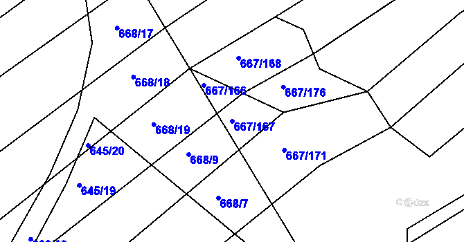 Parcela st. 667/167 v KÚ Horákov, Katastrální mapa