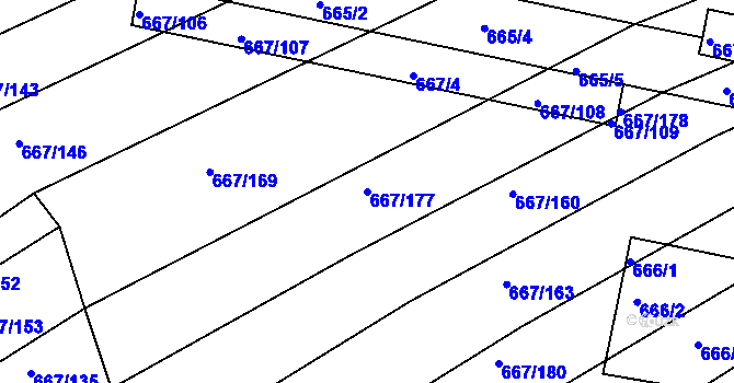 Parcela st. 667/177 v KÚ Horákov, Katastrální mapa