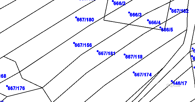 Parcela st. 667/181 v KÚ Horákov, Katastrální mapa