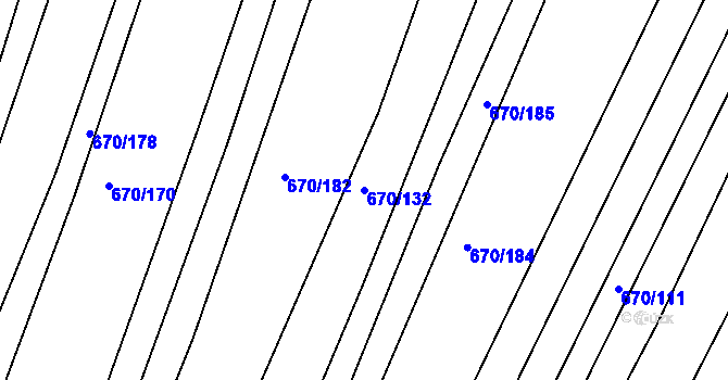 Parcela st. 670/132 v KÚ Horákov, Katastrální mapa