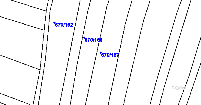Parcela st. 670/167 v KÚ Horákov, Katastrální mapa