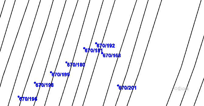 Parcela st. 670/168 v KÚ Horákov, Katastrální mapa