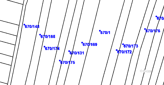 Parcela st. 670/169 v KÚ Horákov, Katastrální mapa