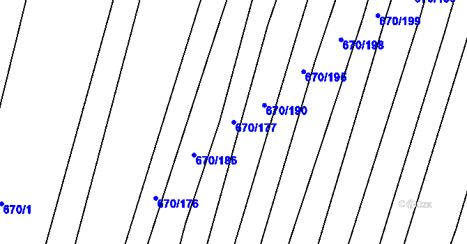 Parcela st. 670/177 v KÚ Horákov, Katastrální mapa