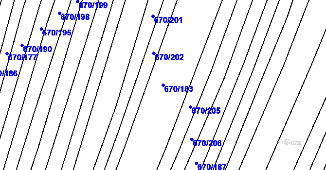 Parcela st. 670/183 v KÚ Horákov, Katastrální mapa