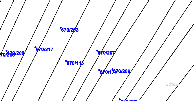 Parcela st. 670/207 v KÚ Horákov, Katastrální mapa