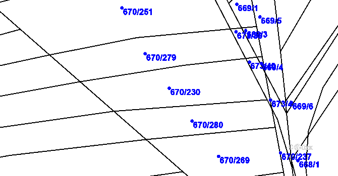 Parcela st. 670/230 v KÚ Horákov, Katastrální mapa