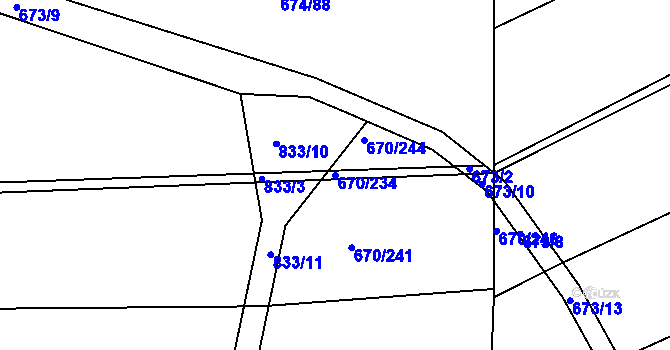 Parcela st. 670/234 v KÚ Horákov, Katastrální mapa