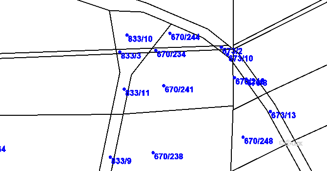 Parcela st. 670/241 v KÚ Horákov, Katastrální mapa