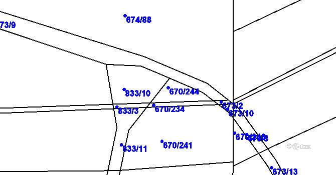 Parcela st. 670/244 v KÚ Horákov, Katastrální mapa