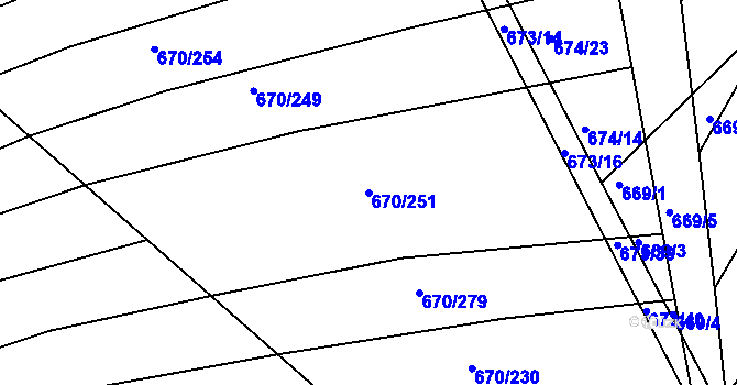 Parcela st. 670/251 v KÚ Horákov, Katastrální mapa