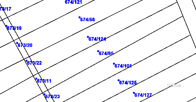 Parcela st. 674/95 v KÚ Horákov, Katastrální mapa