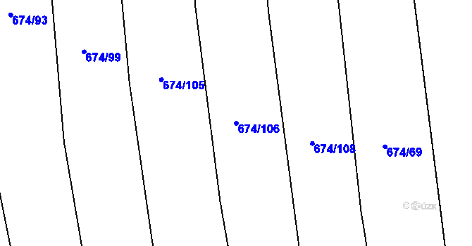 Parcela st. 674/106 v KÚ Horákov, Katastrální mapa