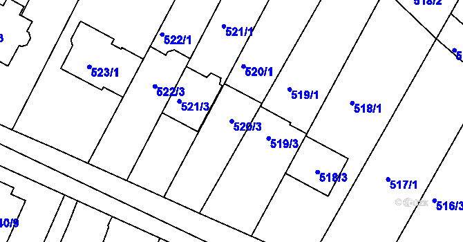 Parcela st. 520/3 v KÚ Horákov, Katastrální mapa