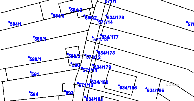 Parcela st. 634/178 v KÚ Horákov, Katastrální mapa