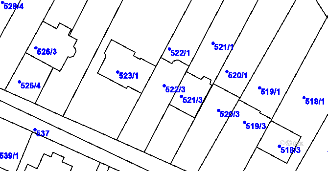 Parcela st. 522/3 v KÚ Horákov, Katastrální mapa