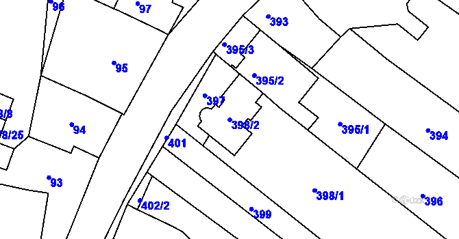 Parcela st. 398/2 v KÚ Horákov, Katastrální mapa