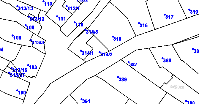 Parcela st. 314/2 v KÚ Horákov, Katastrální mapa