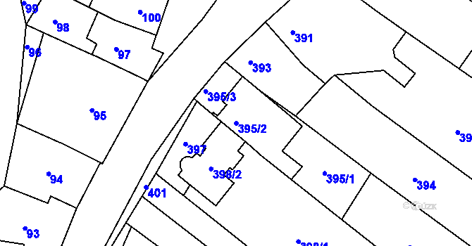 Parcela st. 395/2 v KÚ Horákov, Katastrální mapa