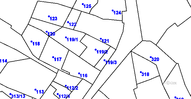 Parcela st. 119/2 v KÚ Horákov, Katastrální mapa