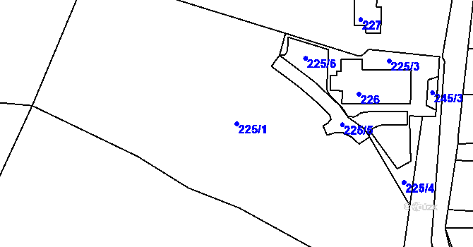 Parcela st. 225/1 v KÚ Horákov, Katastrální mapa