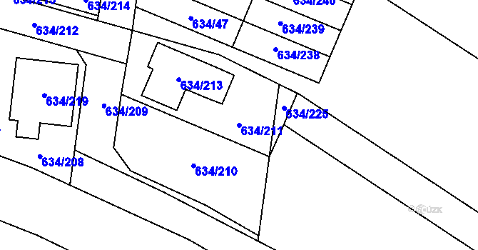 Parcela st. 634/211 v KÚ Horákov, Katastrální mapa