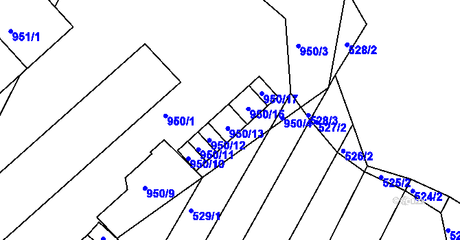 Parcela st. 950/14 v KÚ Horákov, Katastrální mapa