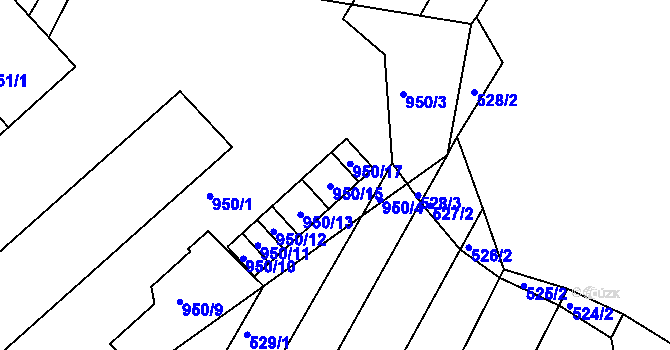 Parcela st. 950/16 v KÚ Horákov, Katastrální mapa