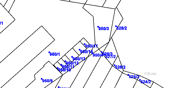 Parcela st. 950/17 v KÚ Horákov, Katastrální mapa