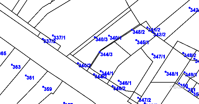 Parcela st. 344/3 v KÚ Horákov, Katastrální mapa