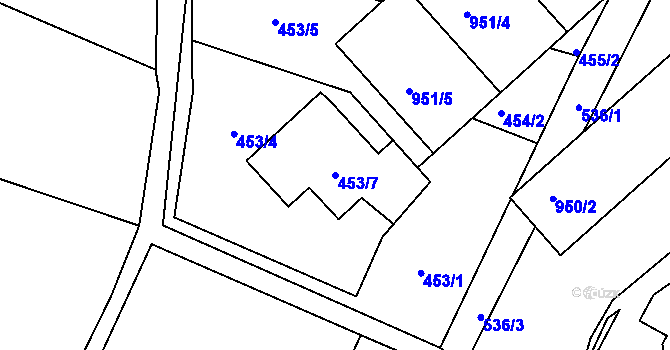 Parcela st. 453/7 v KÚ Horákov, Katastrální mapa