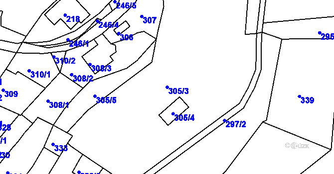 Parcela st. 305/3 v KÚ Horákov, Katastrální mapa