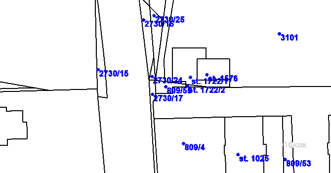 Parcela st. 809/55 v KÚ Horažďovice, Katastrální mapa