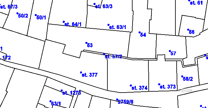Parcela st. 57/2 v KÚ Horažďovice, Katastrální mapa