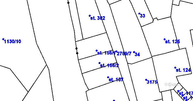 Parcela st. 156/1 v KÚ Horažďovice, Katastrální mapa