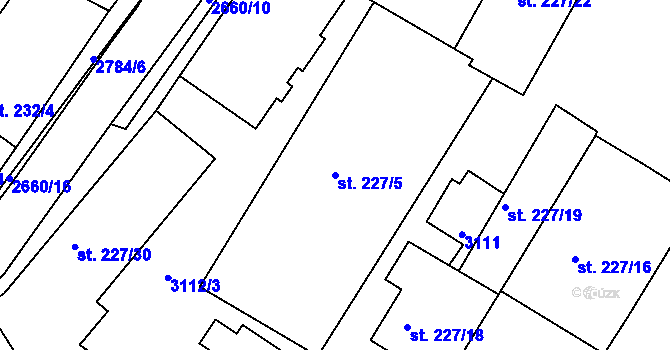 Parcela st. 227/5 v KÚ Horažďovice, Katastrální mapa