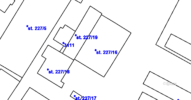 Parcela st. 227/16 v KÚ Horažďovice, Katastrální mapa