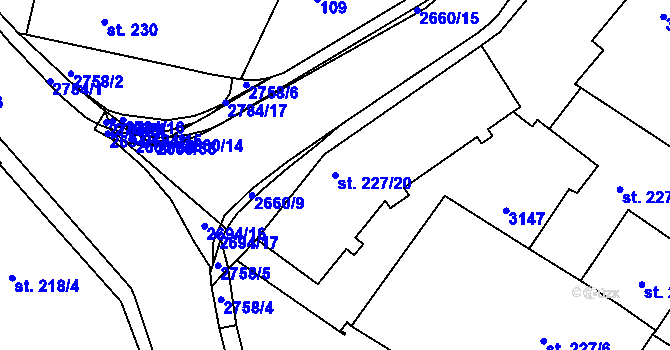 Parcela st. 227/20 v KÚ Horažďovice, Katastrální mapa
