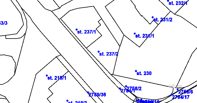 Parcela st. 237/2 v KÚ Horažďovice, Katastrální mapa