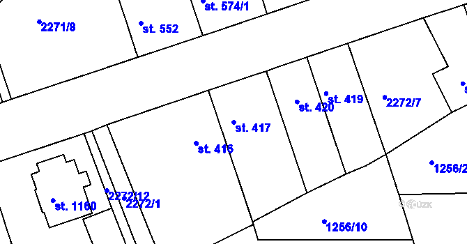 Parcela st. 417 v KÚ Horažďovice, Katastrální mapa