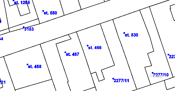 Parcela st. 466 v KÚ Horažďovice, Katastrální mapa
