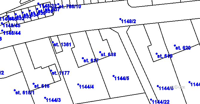 Parcela st. 618 v KÚ Horažďovice, Katastrální mapa