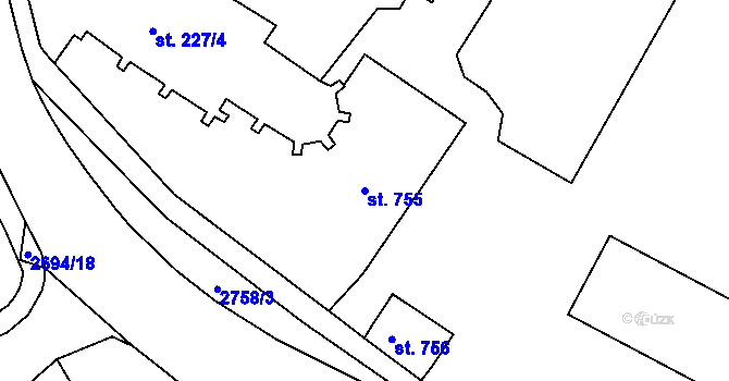 Parcela st. 755 v KÚ Horažďovice, Katastrální mapa