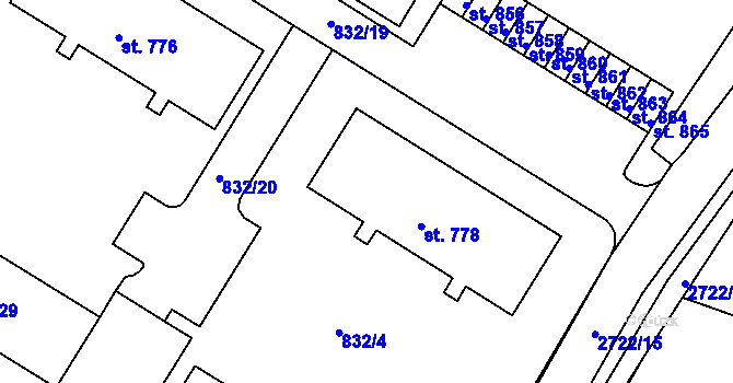 Parcela st. 778 v KÚ Horažďovice, Katastrální mapa
