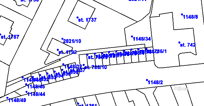 Parcela st. 786/7 v KÚ Horažďovice, Katastrální mapa