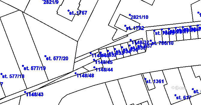 Parcela st. 832 v KÚ Horažďovice, Katastrální mapa