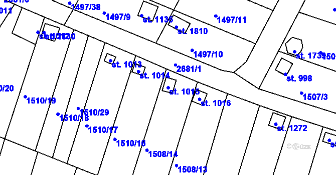 Parcela st. 1015 v KÚ Horažďovice, Katastrální mapa