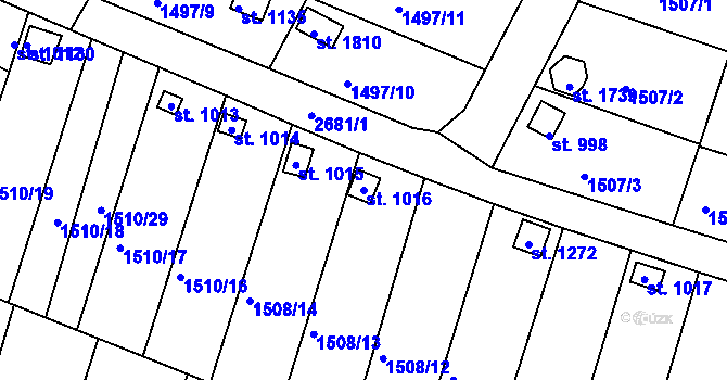 Parcela st. 1016 v KÚ Horažďovice, Katastrální mapa